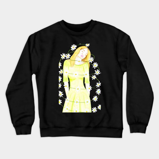 Dancing with the Daisies- Light Blue Crewneck Sweatshirt by EarthSoul